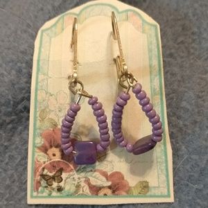Lavender lever back earrings